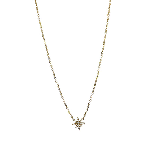 Collier fin petite étoile strass doré en acier inoxydable pour femme 