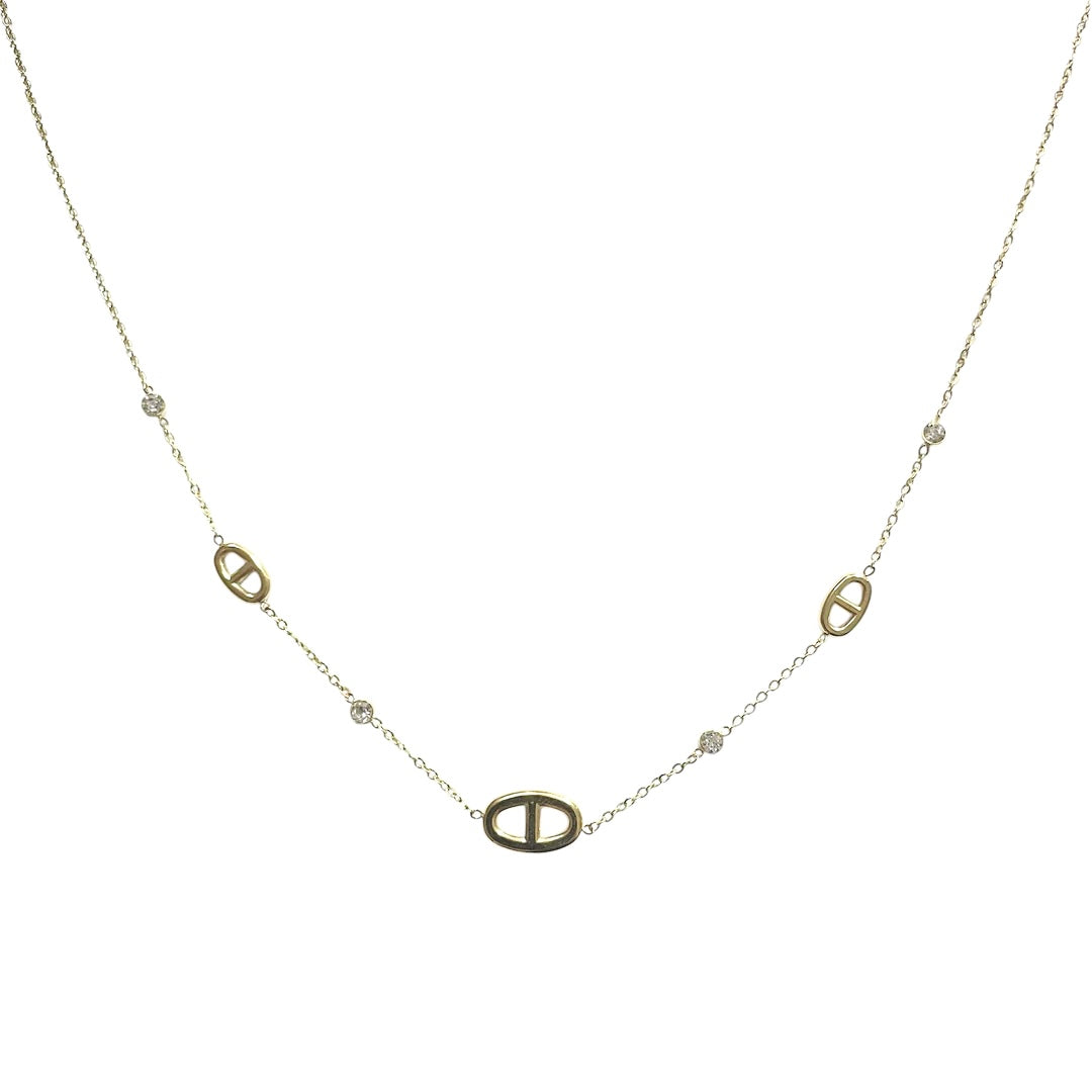 Collier ras de cou maille marine en acier inoxydable doré pour femme 