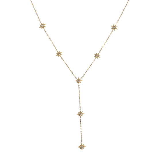 Collier étoilé en Y doré en acier inoxydable pour femme tendance céleste 
