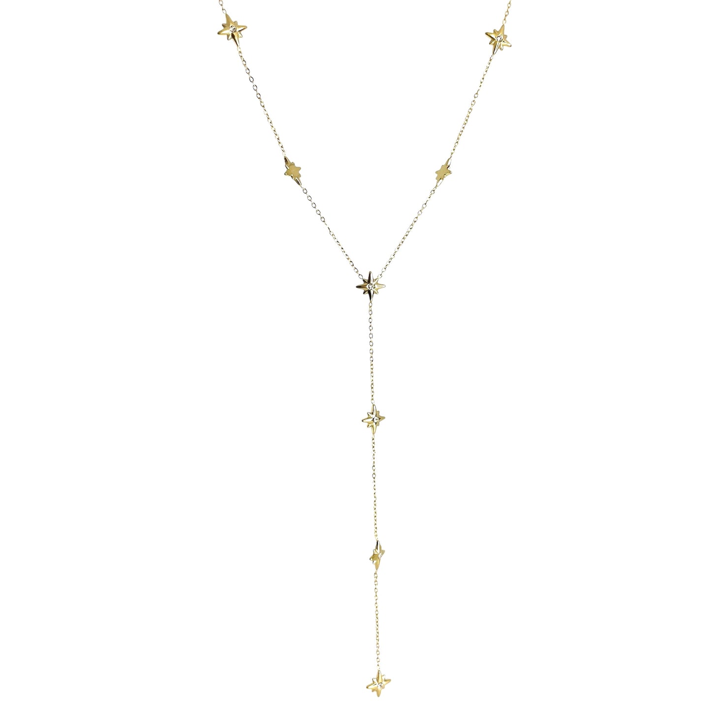 Collier en forme de y étoiles en acier inoxydable doré pour femme 