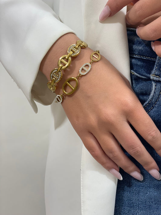 Bracelet Maille Marine Acier Inoxydable Strass - Hailey