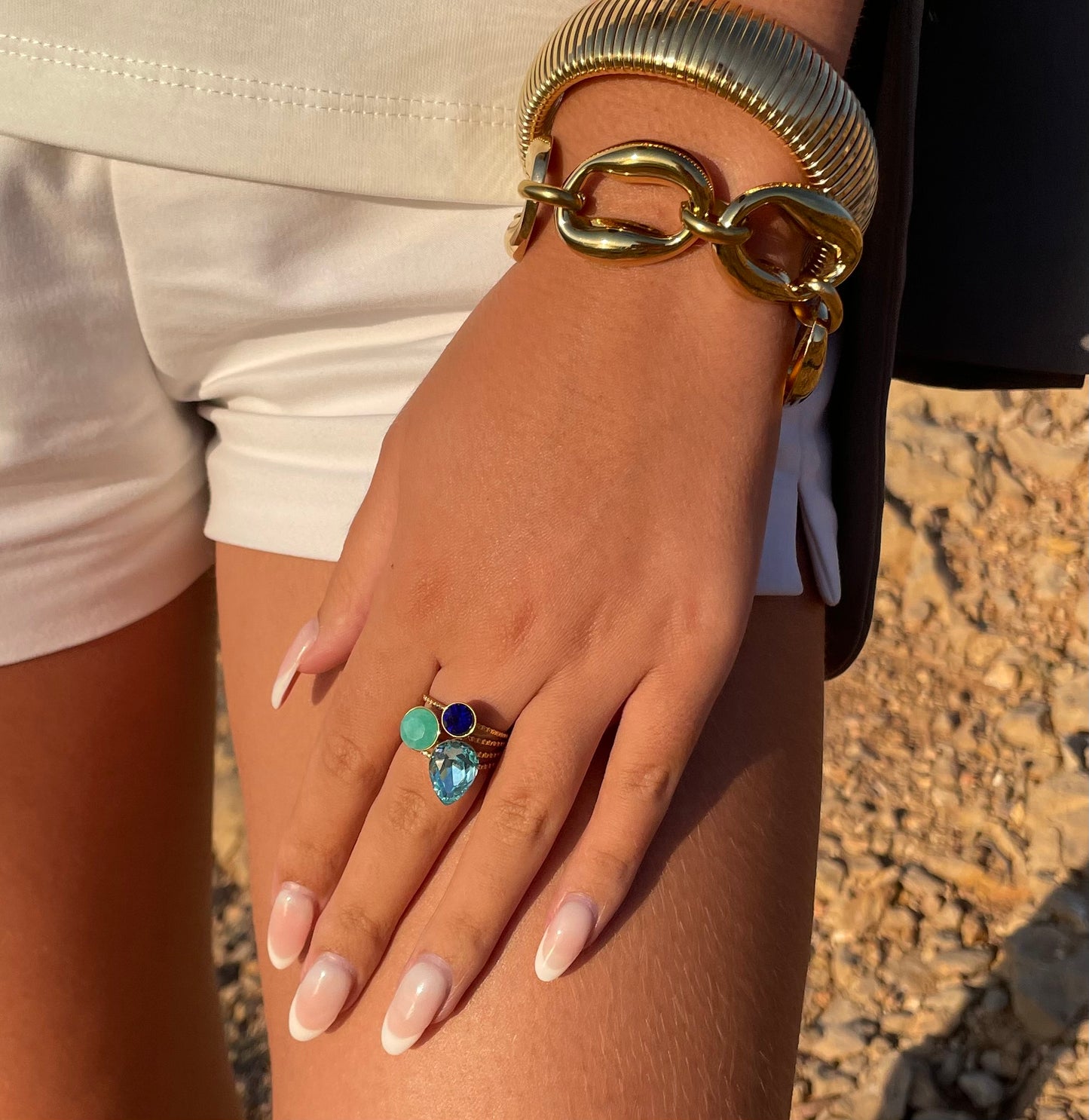 Bague Cristaux & Pierres Acier Inoxydable - Roxy