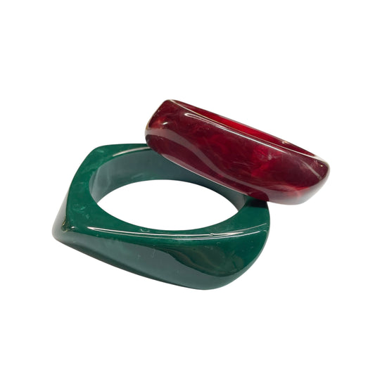 Jonc en résine bordeaux et vert épais pour femme 