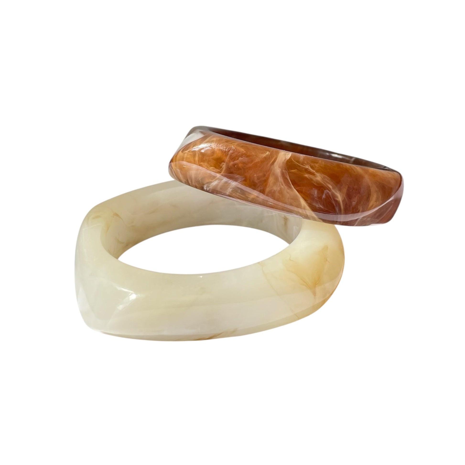 Jonc en résine épais blanc et marron léger et résistant 