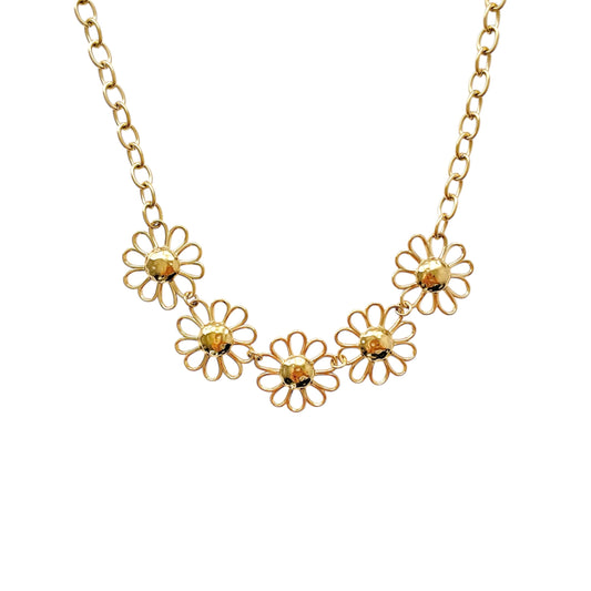 Collier ras de cou fleurs en acier inoxydable doré résistant à l’eau pour femme 