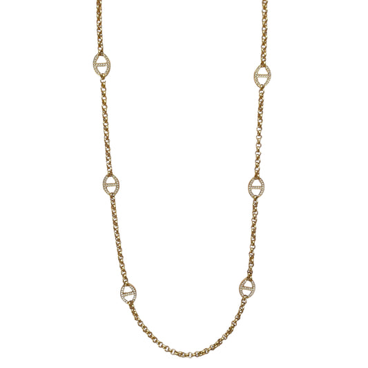 Collier sautoir femme en acier inoxydable doré avec maille marine élégante et finition brillante