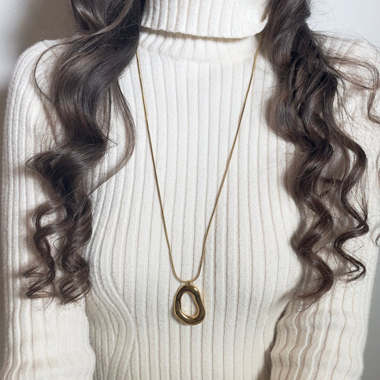 Sautoir maillon doré en acier inoxydable tendance femme 