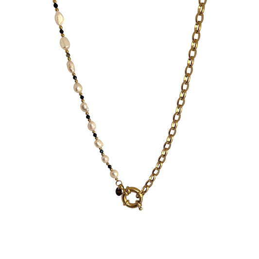 Sautoir mousqueton en acier inoxydable doré pour femme 