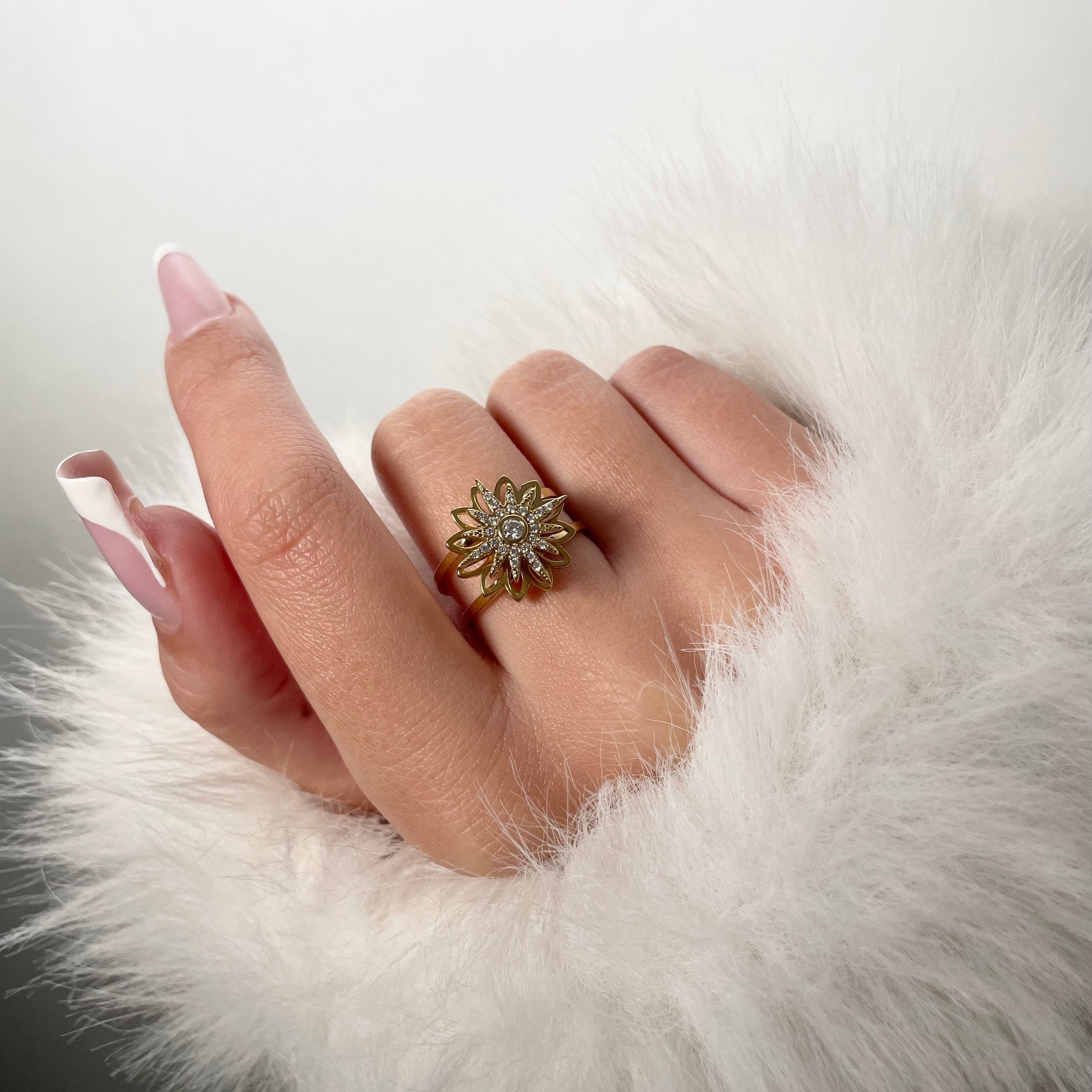 Bague anti stress étoile anneau rotatif tendance femme