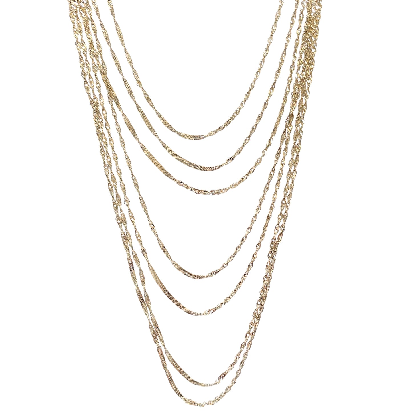 Collier cascade multi-rangs doré en acier inoxydable élégant et chic pour femme.