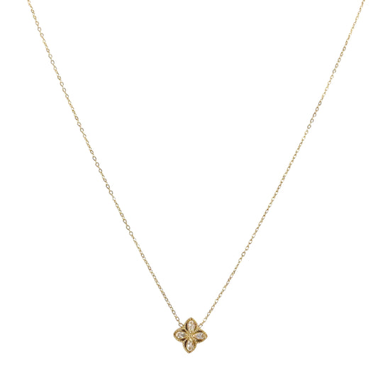 Collier pendentif trèfle porte bonheur en acier inoxydable doré pour femme 