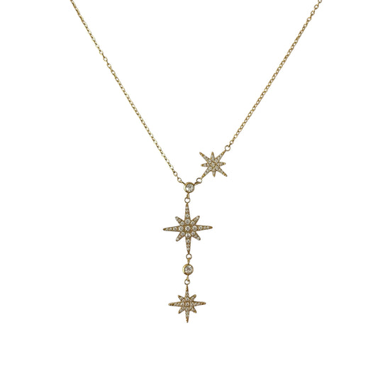 Collier triple étoiles tendance en acier inoxydable doré pour femme 